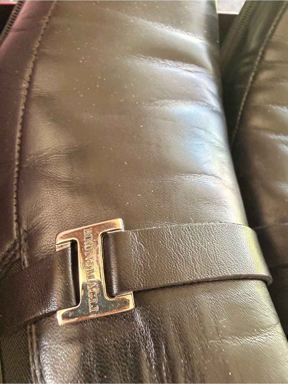 Bruno Magli Black Leather Slip-On Loafer with Silver Accent - Picture 8 of 10
